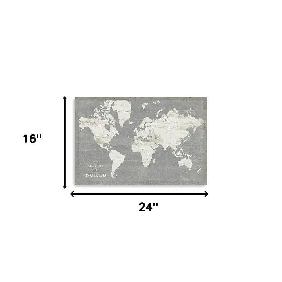 24" Minimalist World Map Canvas Wall Art - Homeroots