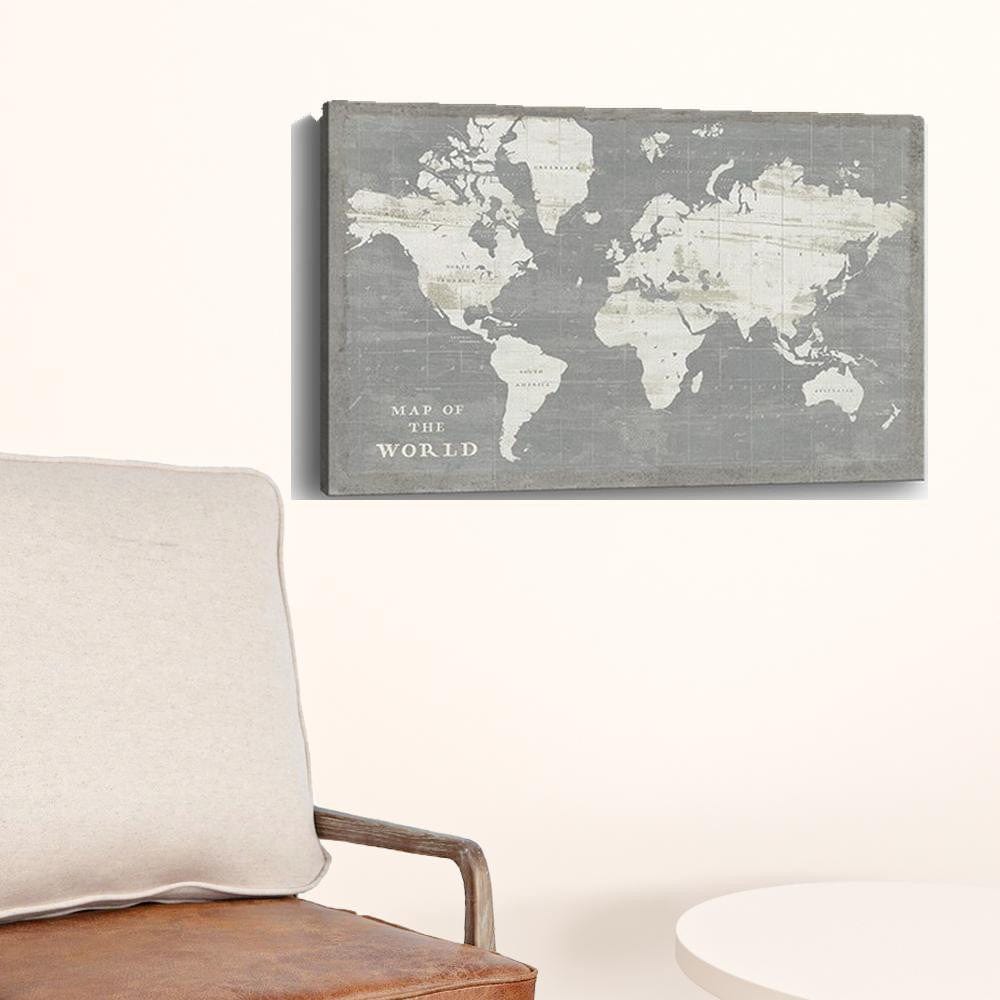24" Minimalist World Map Canvas Wall Art - Homeroots