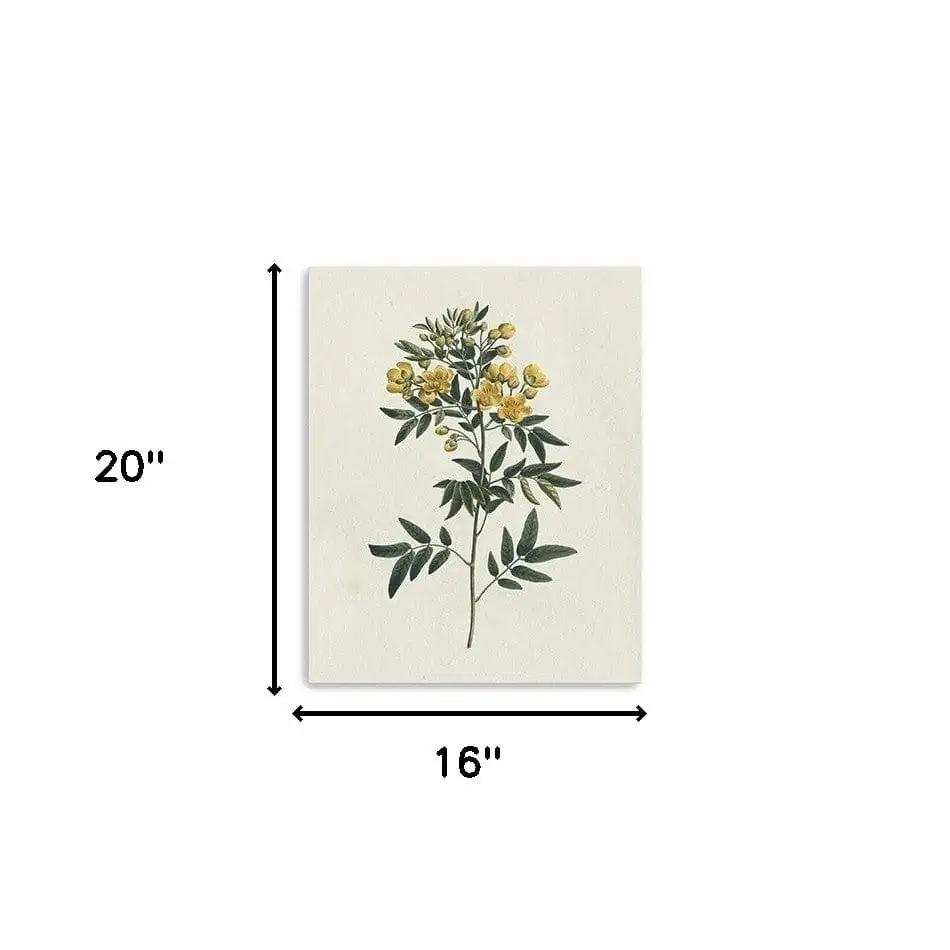 Singular Yellow Blossom Branch Unframed Print Wall Art - Homeroots - Flyclothing LLC