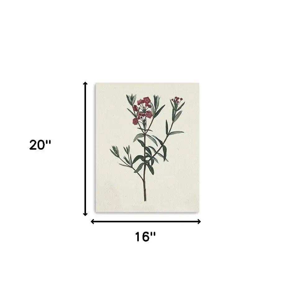Singular Red Blossom Branch Unframed Print Wall Art - Homeroots - Flyclothing LLC
