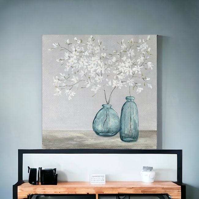 White Spring Flowers Unframed Print Wall Art - Homeroots - Flyclothing LLC