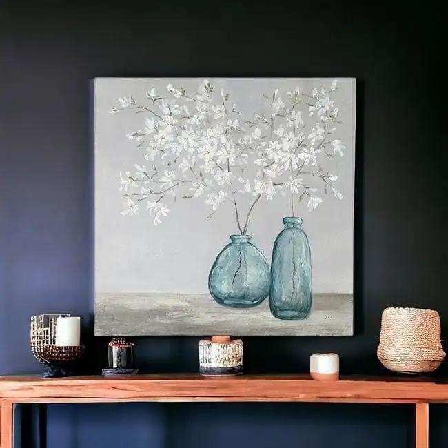 White Spring Flowers Unframed Print Wall Art - Homeroots - Flyclothing LLC