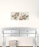 24" x 16" Fun Floral Map of the World Canvas Wall Art - Homeroots