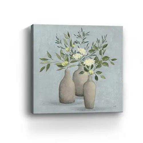 Pretty Bohemian Flowers In Ceramic Vases Unframed Print Wall Art - Homeroots - Flyclothing LLC