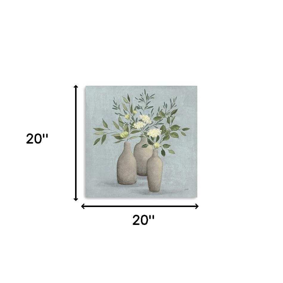 Pretty Bohemian Flowers In Ceramic Vases Unframed Print Wall Art - Homeroots - Flyclothing LLC