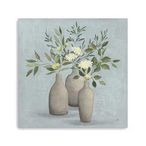 Pretty Bohemian Flowers In Ceramic Vases Unframed Print Wall Art - Homeroots - Flyclothing LLC