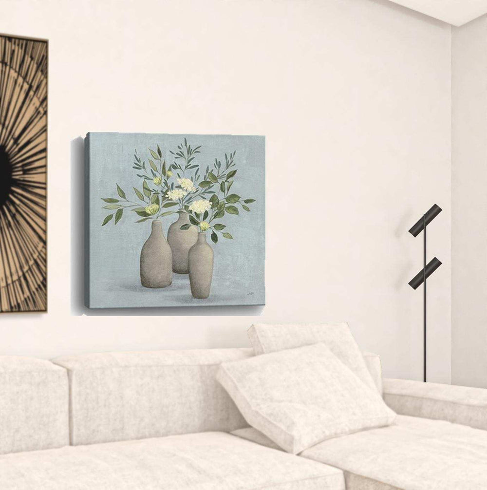 Pretty Bohemian Flowers In Ceramic Vases Unframed Print Wall Art - Homeroots - Flyclothing LLC