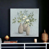 Pretty Bohemian Flowers In Ceramic Vases Unframed Print Wall Art - Homeroots - Flyclothing LLC