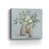 Pretty Bohemian Flowers In Ceramic Vases Unframed Print Wall Art - Homeroots - Flyclothing LLC