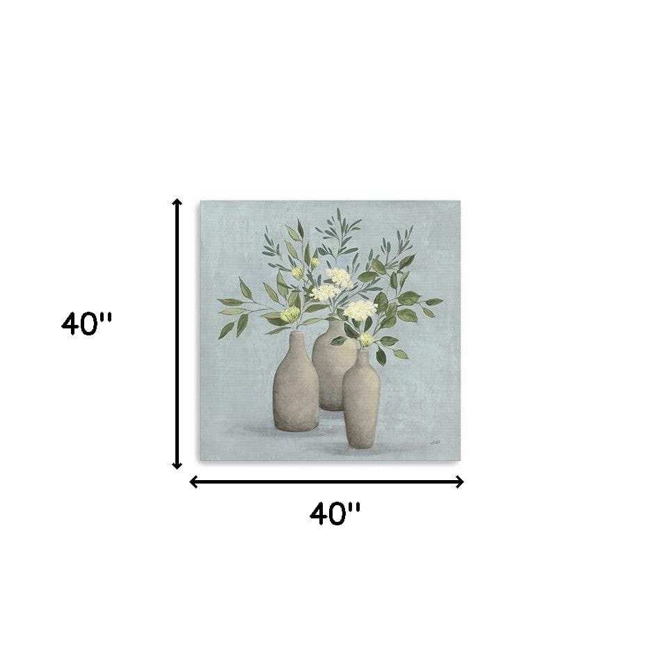 Pretty Bohemian Flowers In Ceramic Vases Unframed Print Wall Art - Homeroots - Flyclothing LLC