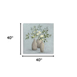 Pretty Bohemian Flowers In Ceramic Vases Unframed Print Wall Art - Homeroots - Flyclothing LLC