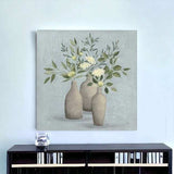 Pretty Bohemian Flowers In Ceramic Vases Unframed Print Wall Art - Homeroots - Flyclothing LLC