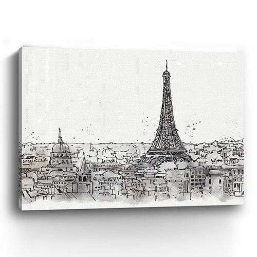 Monochrome Paris Rooftops Sketch Unframed Print Wall Art - Homeroots - Flyclothing LLC