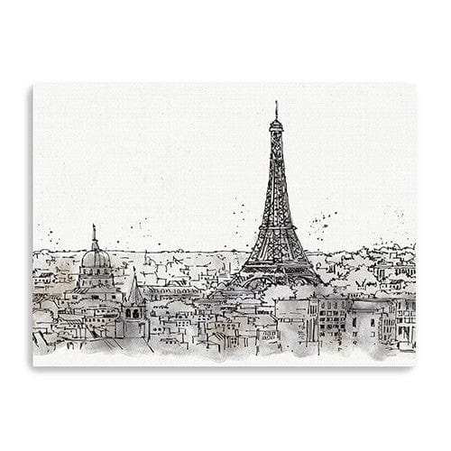 Monochrome Paris Rooftops Sketch Unframed Print Wall Art - Homeroots - Flyclothing LLC