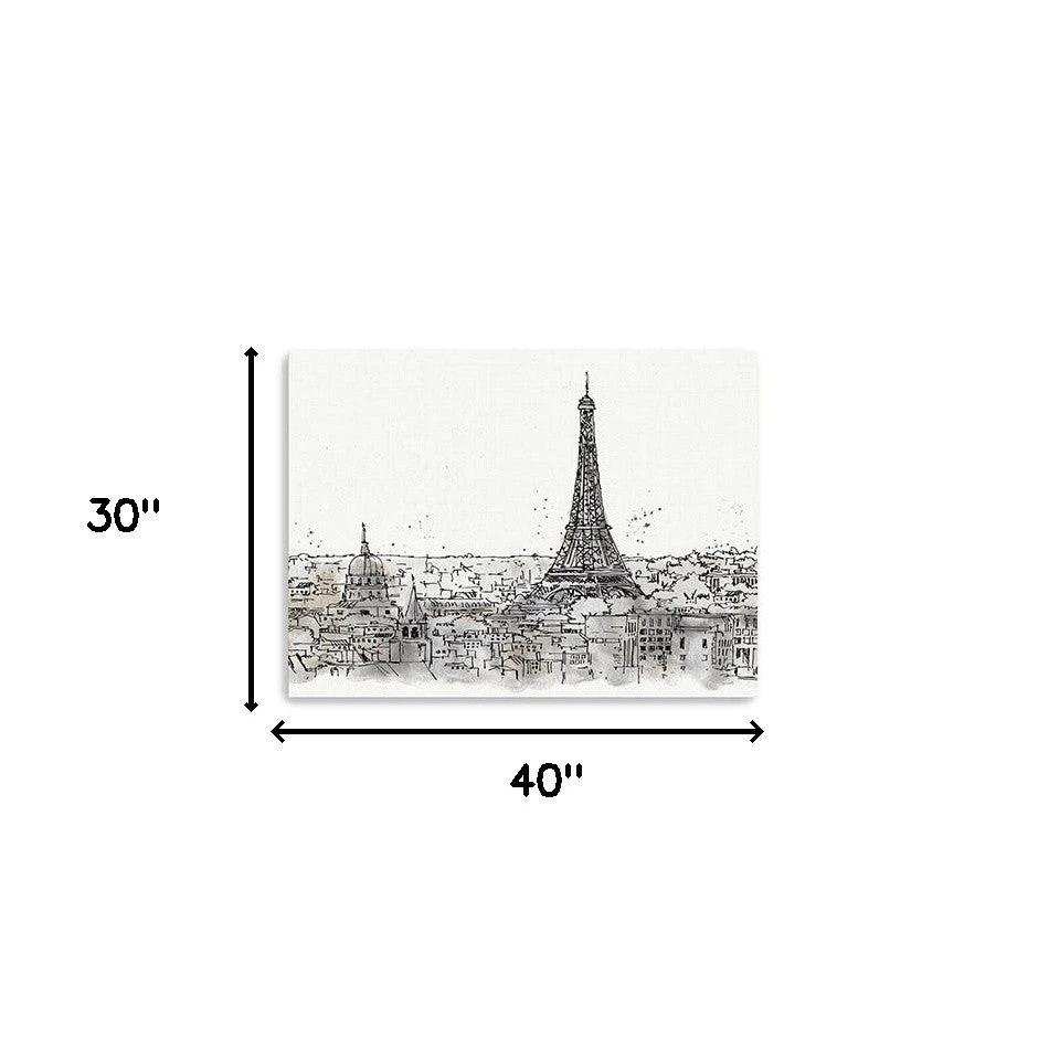 Monochrome Paris Rooftops Sketch Unframed Print Wall Art - Homeroots - Flyclothing LLC
