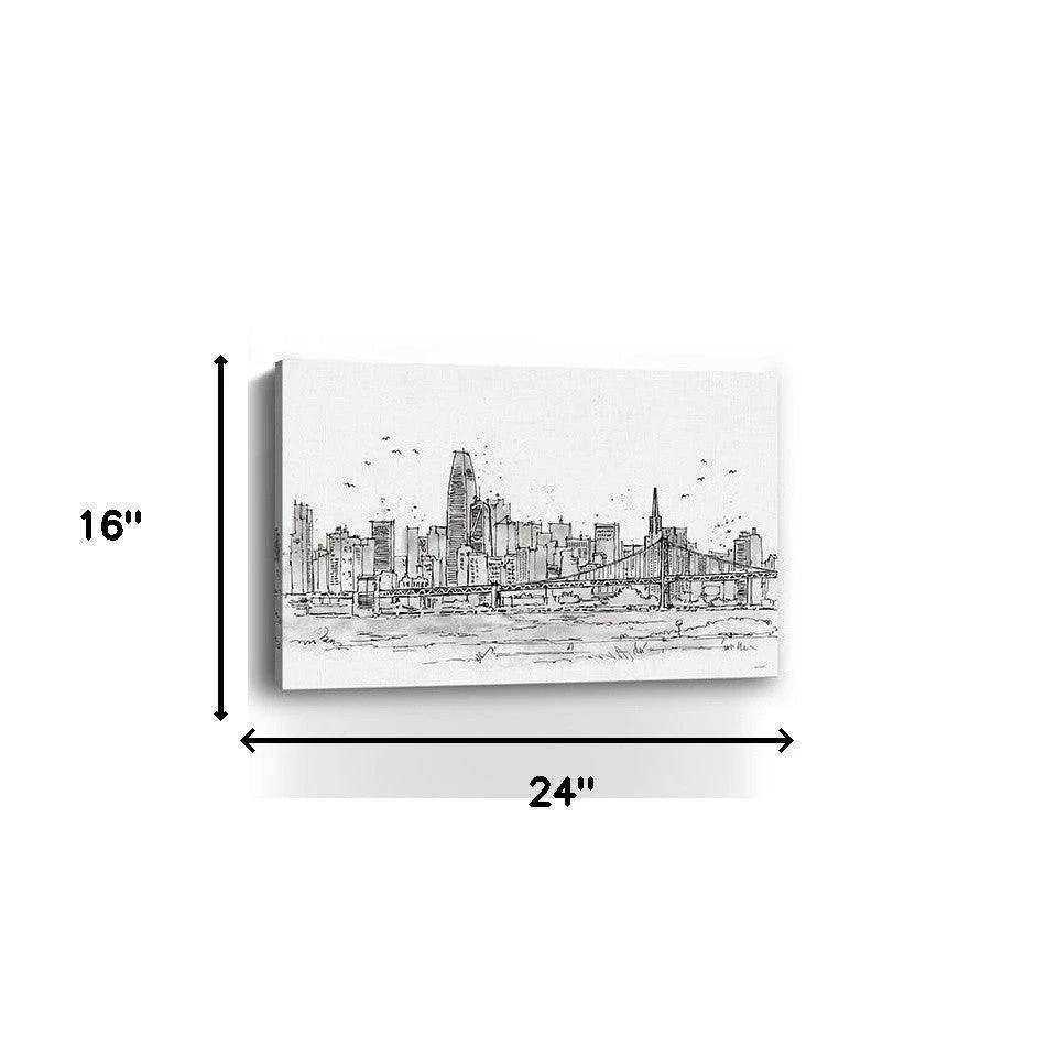 Monochrome City Skyline Sketch Unframed Print Wall Art - Homeroots - Flyclothing LLC