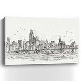 Monochrome City Skyline Sketch Unframed Print Wall Art - Homeroots - Flyclothing LLC
