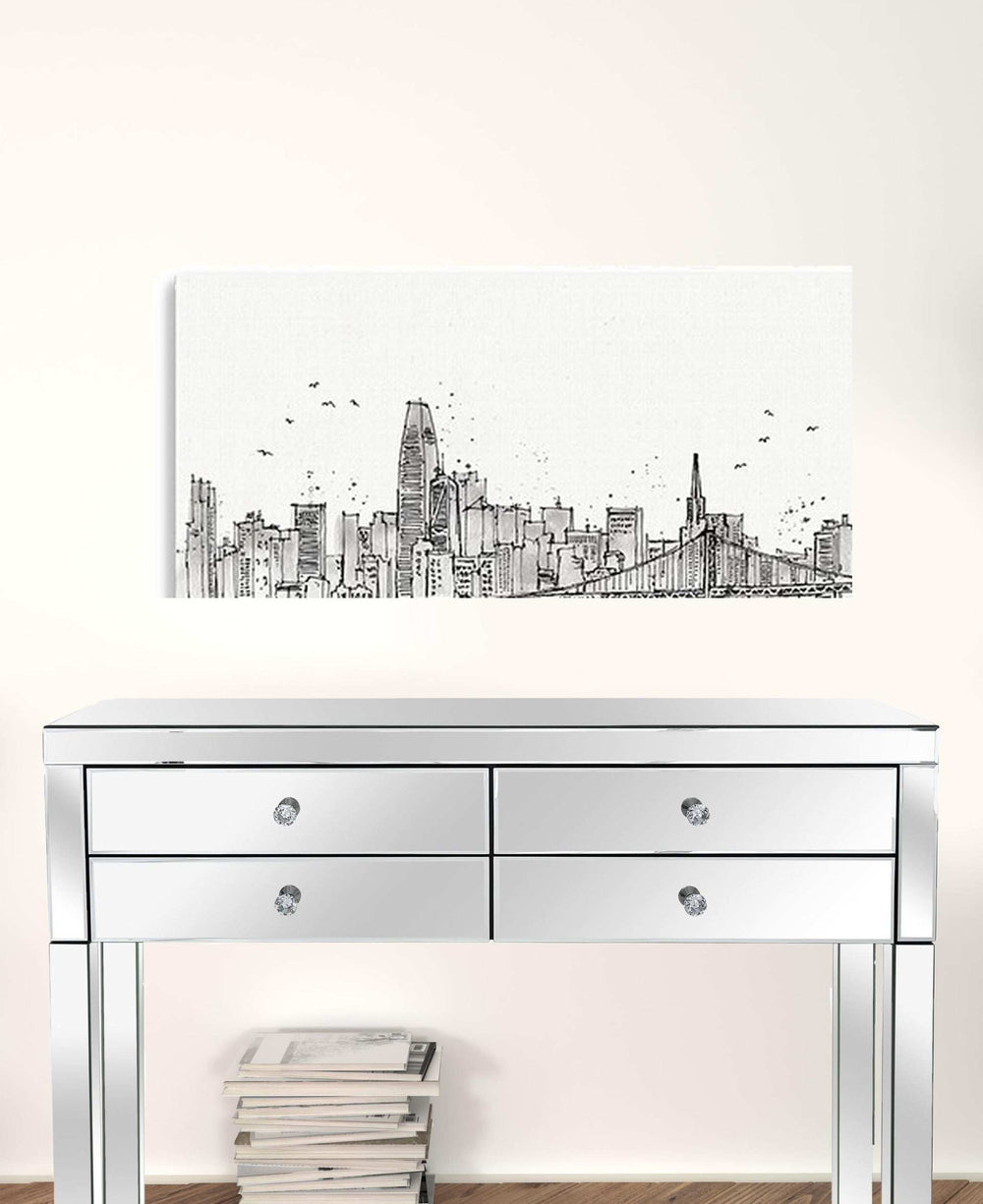 Monochrome City Skyline Sketch Unframed Print Wall Art - Homeroots - Flyclothing LLC