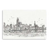 Monochrome City Skyline Sketch Unframed Print Wall Art - Homeroots - Flyclothing LLC