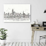 Monochrome City Skyline Sketch Unframed Print Wall Art - Homeroots - Flyclothing LLC