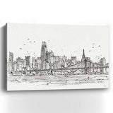 Monochrome City Skyline Sketch Unframed Print Wall Art - Homeroots - Flyclothing LLC