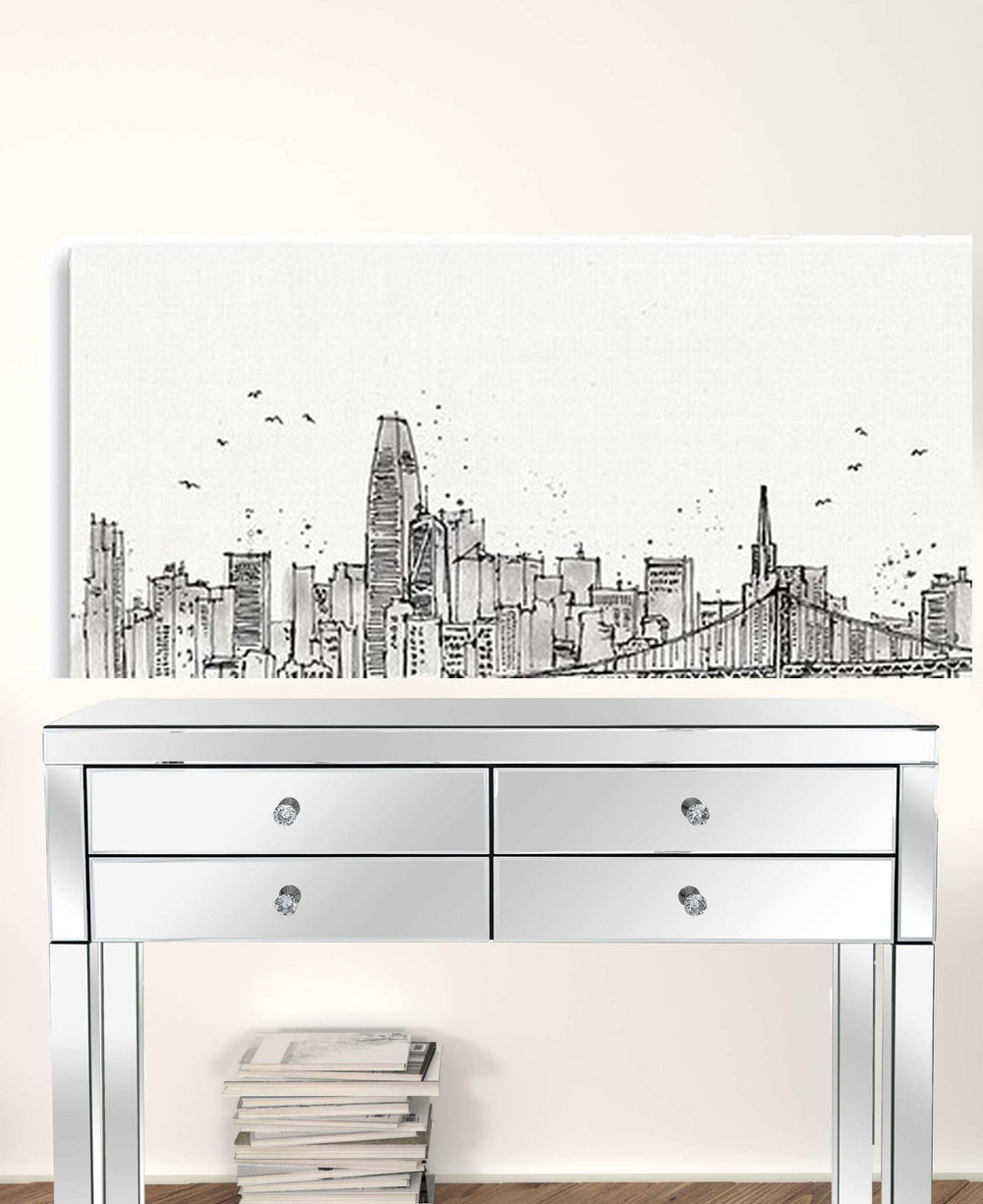 Monochrome City Skyline Sketch Unframed Print Wall Art - Homeroots - Flyclothing LLC