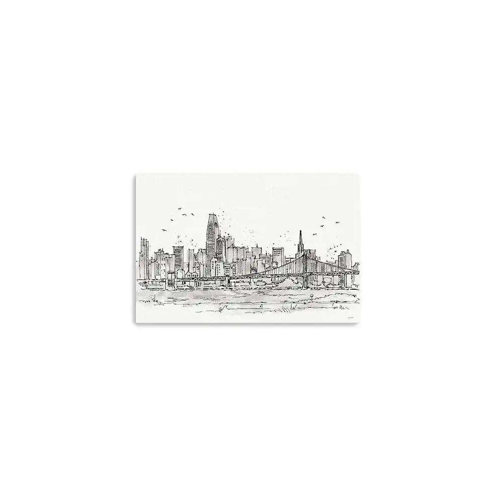 Monochrome City Skyline Sketch Unframed Print Wall Art - Homeroots - Flyclothing LLC
