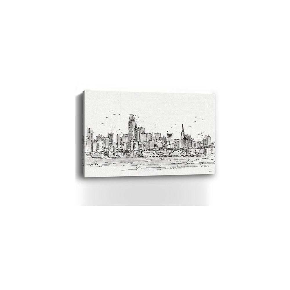 Monochrome City Skyline Sketch Unframed Print Wall Art - Homeroots - Flyclothing LLC