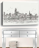 Monochrome City Skyline Sketch Unframed Print Wall Art - Homeroots - Flyclothing LLC