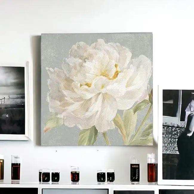 Angelic White Peony Flower Unframed Print Wall Art - Homeroots - Flyclothing LLC