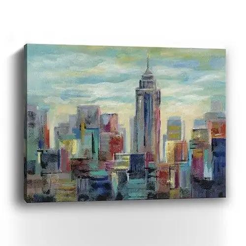 20" x 16" Vibrant NYC Skyline Canvas Wall Art - Homeroots
