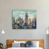 30" x 24" Vibrant NYC Skyline Canvas Wall Art - Homeroots - Flyclothing LLC