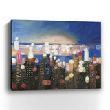 20" x 16" Watercolor City Lights on the Horizon Canvas Wall Art - Homeroots