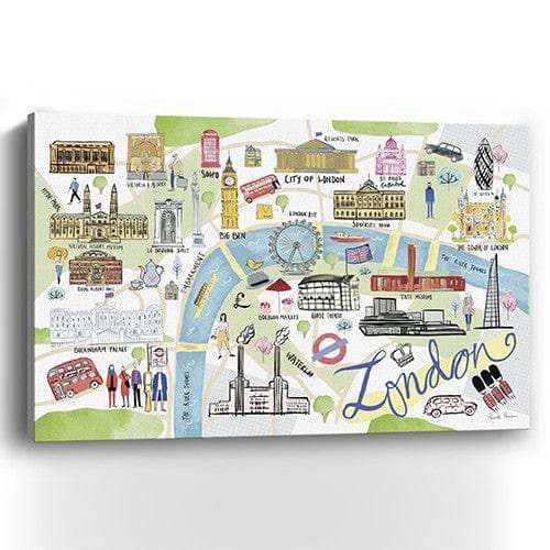 Fun Illustrated London Map Unframed Print Wall Art - Homeroots - Flyclothing LLC