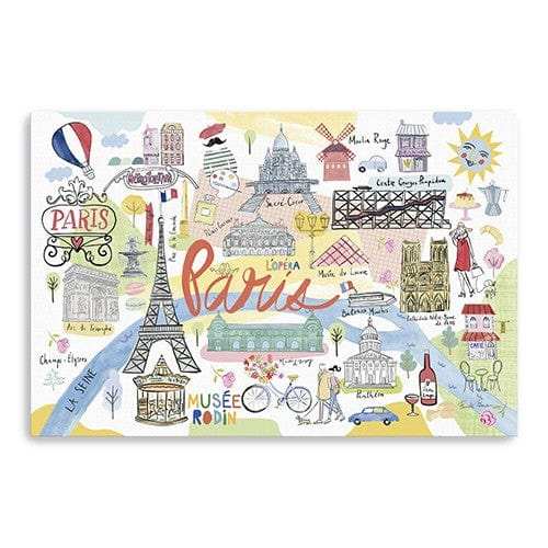 Fun Illustrated Paris Map Unframed Print Wall Art - Homeroots - Flyclothing LLC