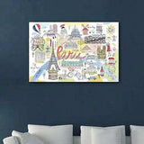 Fun Illustrated Paris Map Unframed Print Wall Art - Homeroots - Flyclothing LLC