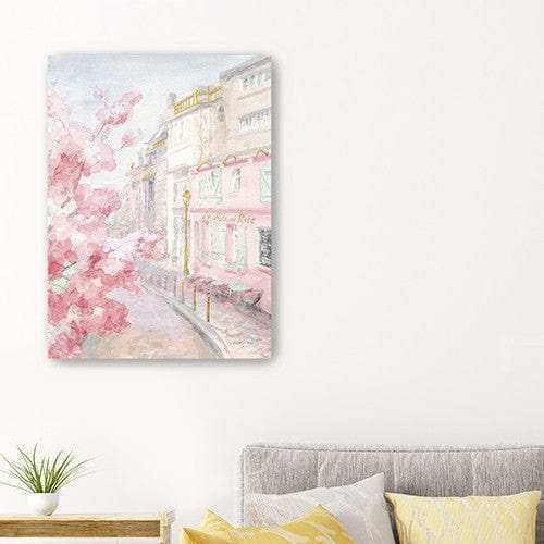 Pretty Pastel Pink Paris Street Unframed Print Wall Art - Homeroots - Flyclothing LLC