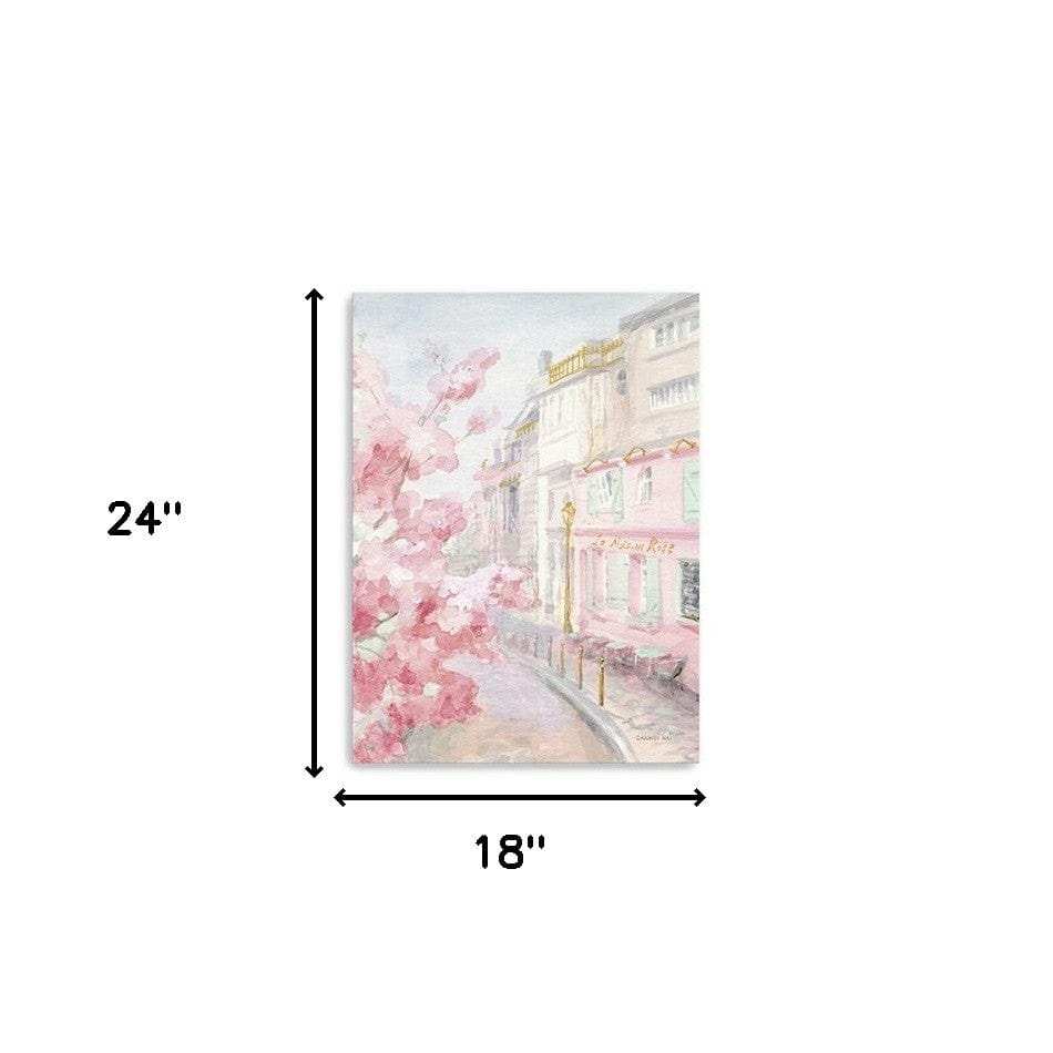Pretty Pastel Pink Paris Street Unframed Print Wall Art - Homeroots - Flyclothing LLC