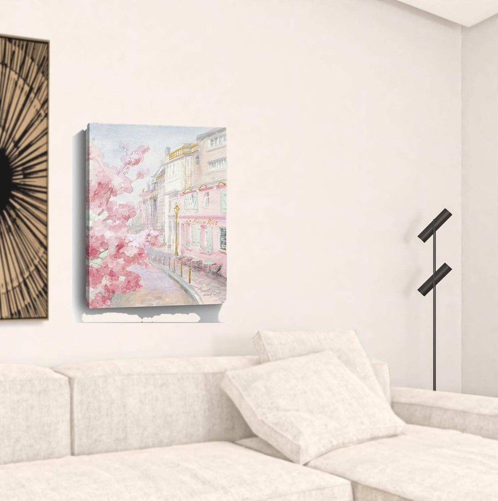 Pretty Pastel Pink Paris Street Unframed Print Wall Art - Homeroots - Flyclothing LLC