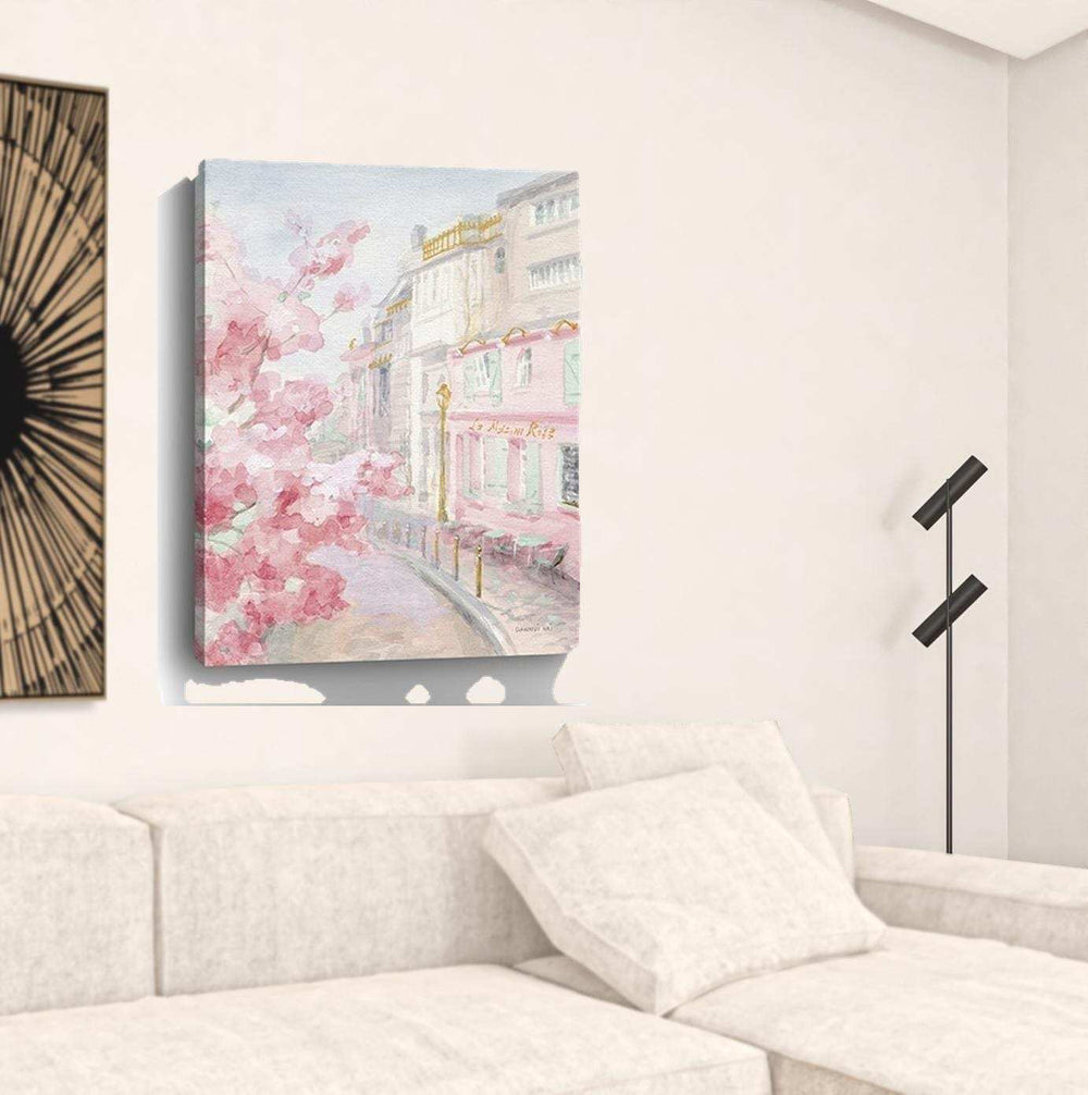 Pretty Pastel Pink Paris Street Unframed Print Wall Art - Homeroots - Flyclothing LLC