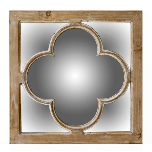 10" Natural Brown With Whitewash Square Wall Mounted Accent Mirror - Homeroots