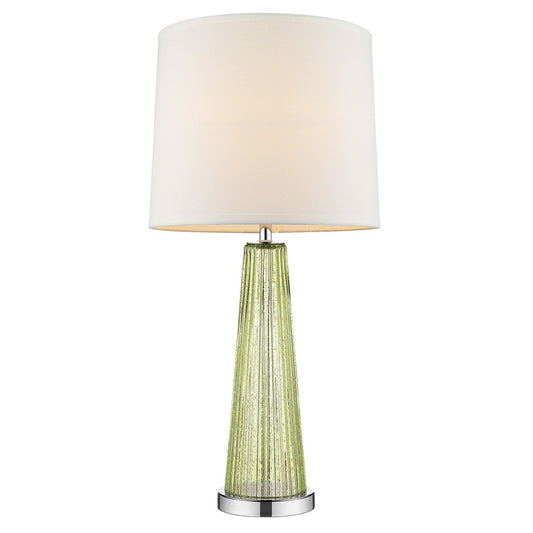 29" Green Glass Buffet Lamp With Off White Empire Shade - Homeroots
