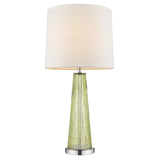 29" Green Glass Buffet Lamp With Off White Empire Shade - Homeroots