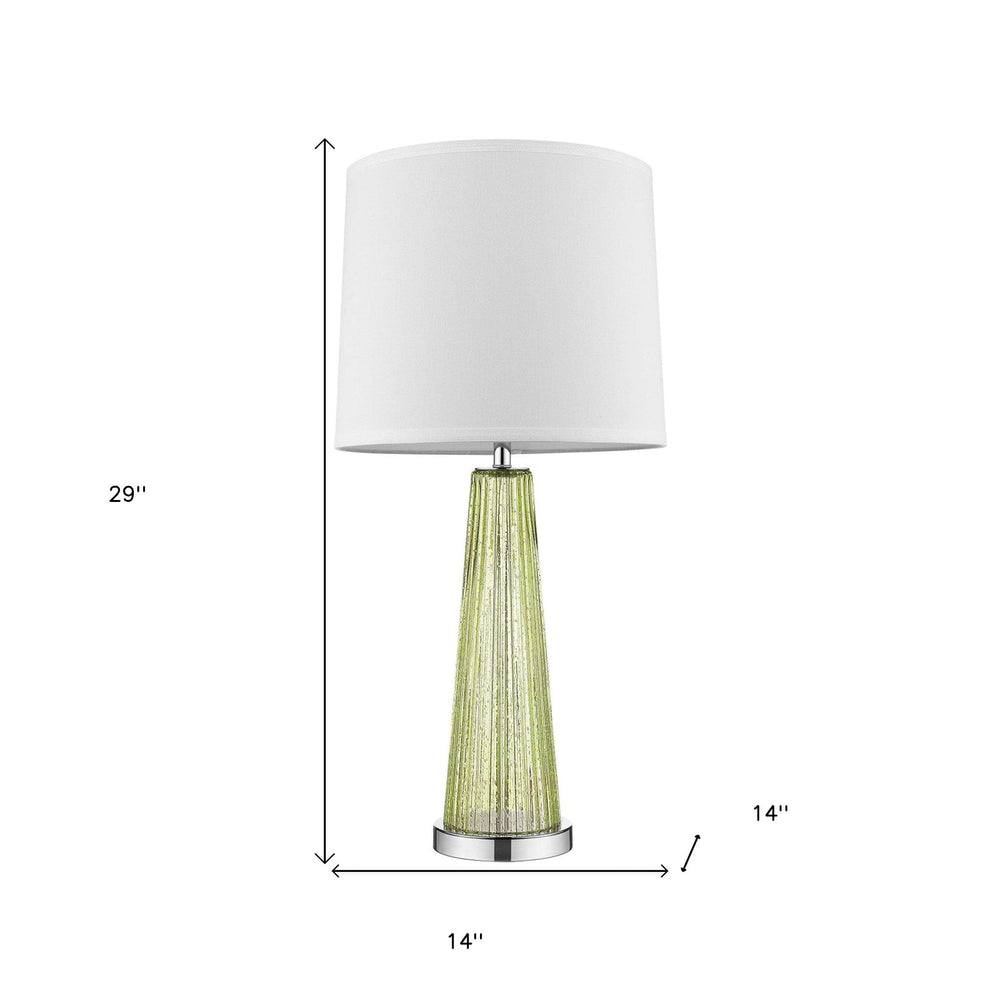 29" Green Glass Buffet Lamp With Off White Empire Shade - Homeroots