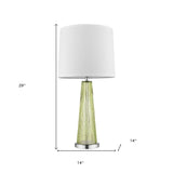 29" Green Glass Buffet Lamp With Off White Empire Shade - Homeroots