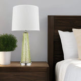 29" Green Glass Buffet Lamp With Off White Empire Shade - Homeroots