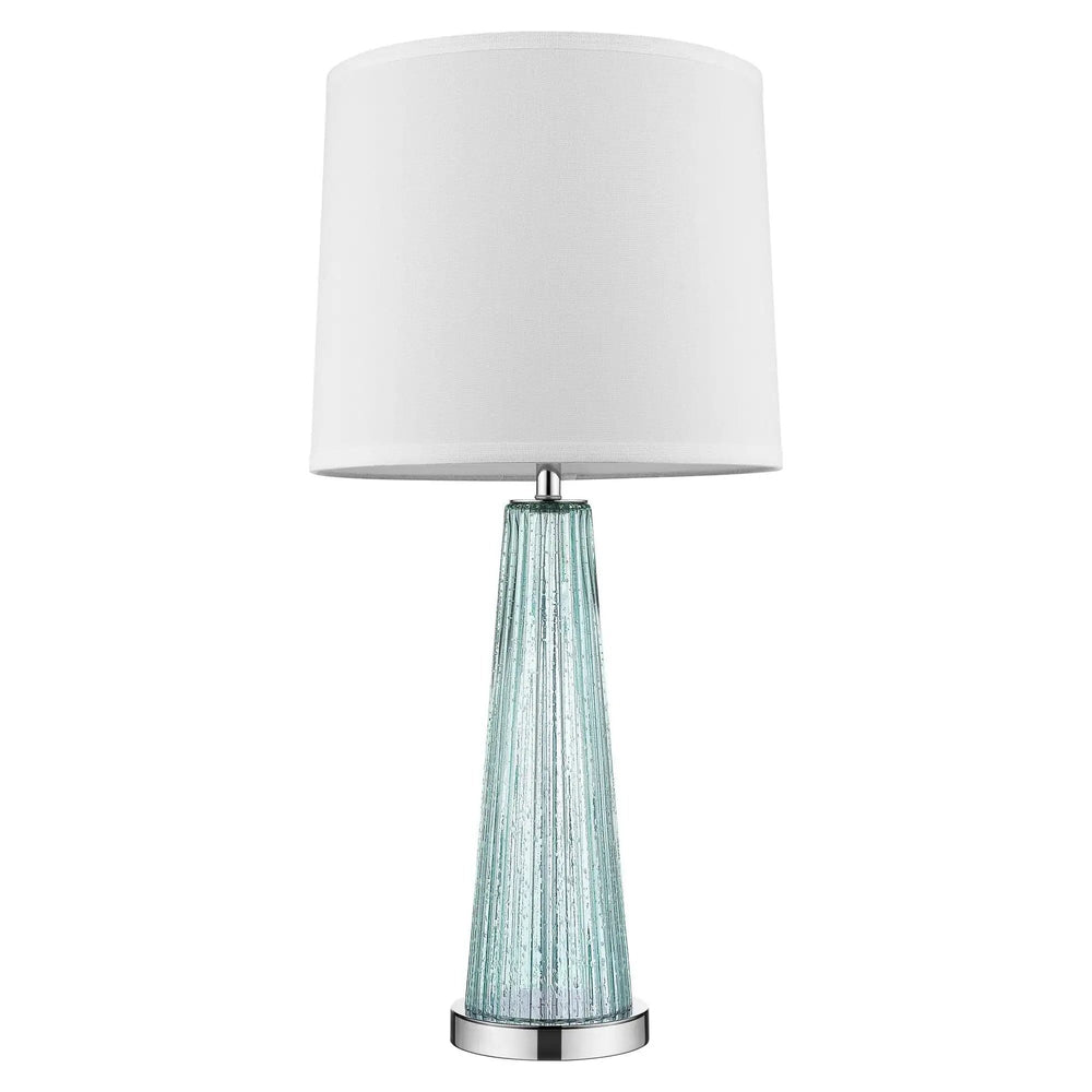 29" Aqua Glass Buffet Lamp With Off White Empire Shade - Homeroots