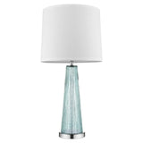 29" Aqua Glass Buffet Lamp With Off White Empire Shade - Homeroots