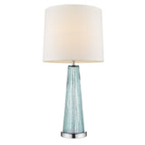 29" Aqua Glass Buffet Lamp With Off White Empire Shade - Homeroots