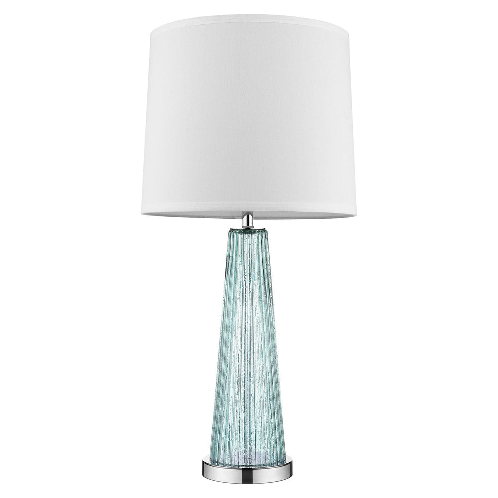 29" Aqua Glass Buffet Lamp With Off White Empire Shade - Homeroots